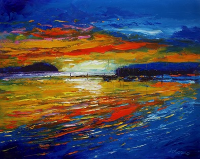 Sunset on the Campbeltown moorings 24x30